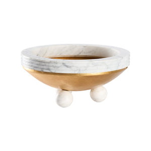 Chelsea House Elysian Marble & Gold Bowl — Sculptural Centerpiece With Floating Ball Feet, Luxe Contrast For Decor 370524