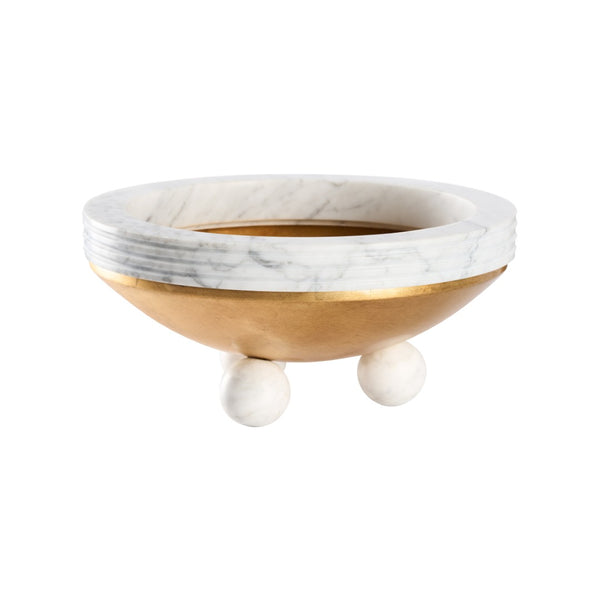 Chelsea House Elysian Marble & Gold Bowl — Sculptural Centerpiece With Floating Ball Feet, Luxe Contrast For Decor 370524