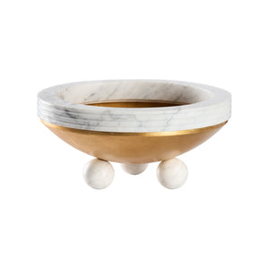 Chelsea House Elysian Marble & Gold Bowl — Sculptural Centerpiece With Floating Ball Feet, Luxe Contrast For Decor 370524