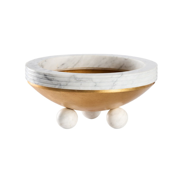 Chelsea House Elysian Marble & Gold Bowl — Sculptural Centerpiece With Floating Ball Feet, Luxe Contrast For Decor 370524