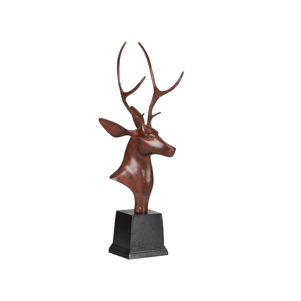 Chelsea House Stag Sculpture With Tri-Tone Red Gold Black Finish, 24" Lifelike Centerpiece For Mantels & Offices 370525