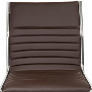 Homeroots Brown And Silver Adjustable Swivel Faux Leather Rolling Conference Office Chair  Faux Leather 370525