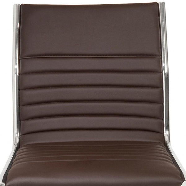 Homeroots Brown And Silver Adjustable Swivel Faux Leather Rolling Conference Office Chair  Faux Leather 370525