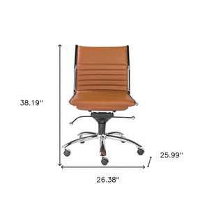 Homeroots Amber And Silver Adjustable Swivel Faux Leather Rolling Conference Office Chair  Leatherette 370526