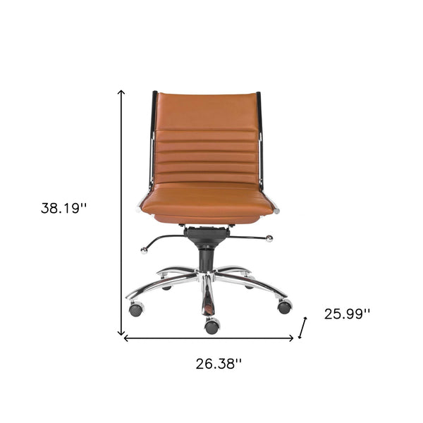 Homeroots Amber And Silver Adjustable Swivel Faux Leather Rolling Conference Office Chair  Leatherette 370526