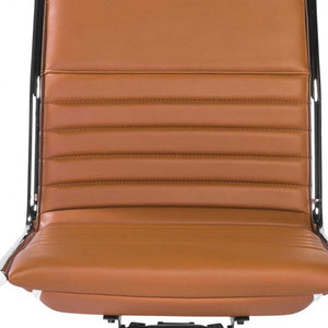 Homeroots Amber And Silver Adjustable Swivel Faux Leather Rolling Conference Office Chair  Leatherette 370526