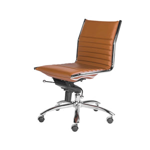 Homeroots Amber And Silver Adjustable Swivel Faux Leather Rolling Conference Office Chair  Leatherette 370526