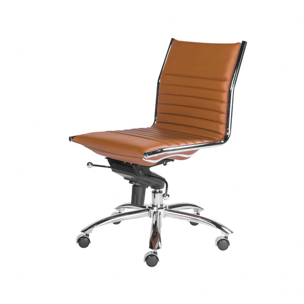 Homeroots Amber And Silver Adjustable Swivel Faux Leather Rolling Conference Office Chair  Leatherette 370526