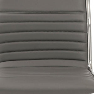 Homeroots Gray And Silver Adjustable Swivel Faux Leather Rolling Conference Office Chair  Faux Leather 370527