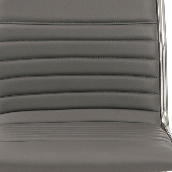 Homeroots Gray And Silver Adjustable Swivel Faux Leather Rolling Conference Office Chair  Faux Leather 370527