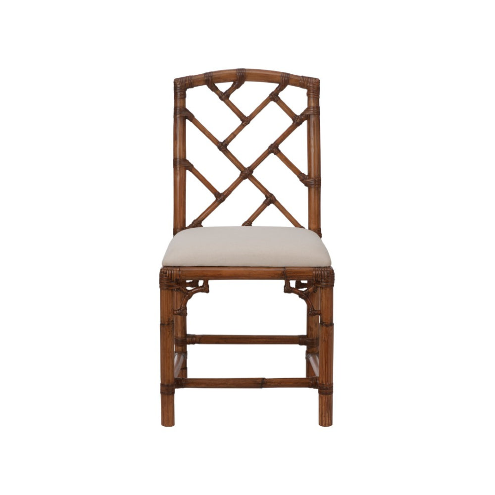 Chelsea House Chippendale Bamboo Side Chair Brown - Hand-Finished Rattan Latticeback, Contoured Seat, Timeless Accent 370528