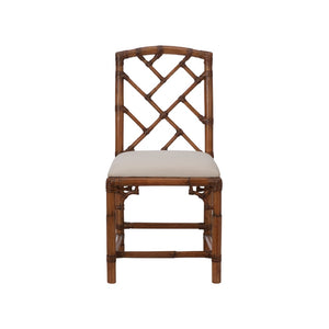 Chelsea House Chippendale Bamboo Side Chair Brown - Hand-Finished Rattan Latticeback, Contoured Seat, Timeless Accent 370528