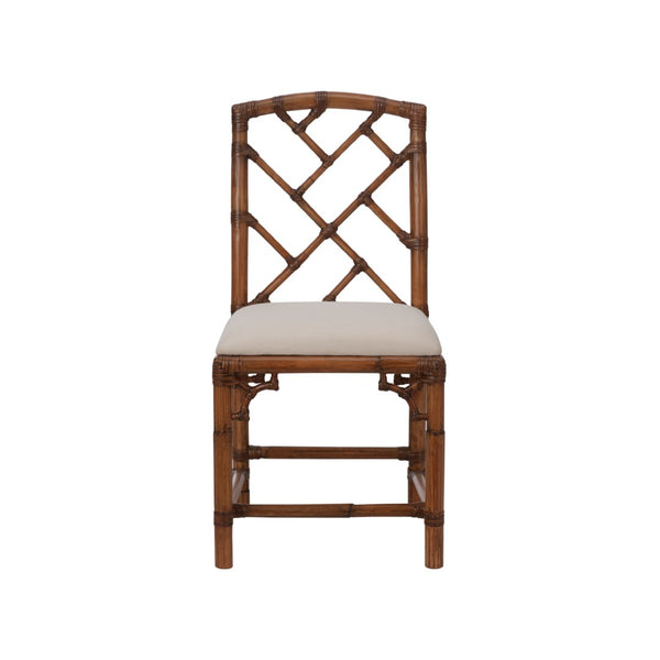 Chelsea House Chippendale Bamboo Side Chair Brown - Hand-Finished Rattan Latticeback, Contoured Seat, Timeless Accent 370528