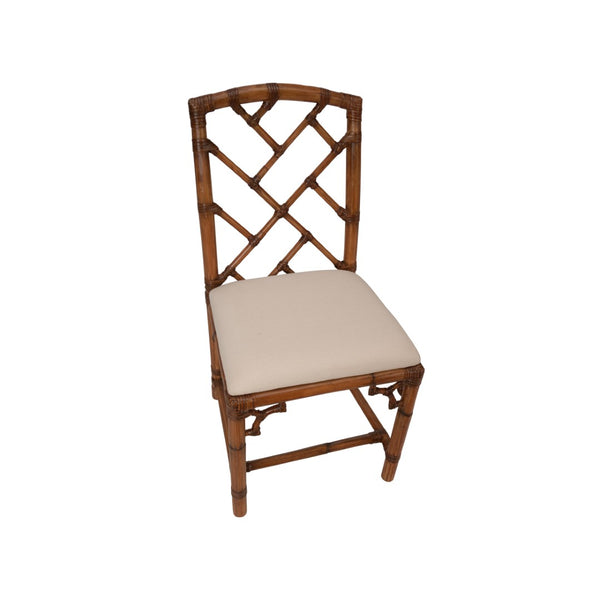 Chelsea House Chippendale Bamboo Side Chair Brown - Hand-Finished Rattan Latticeback, Contoured Seat, Timeless Accent 370528