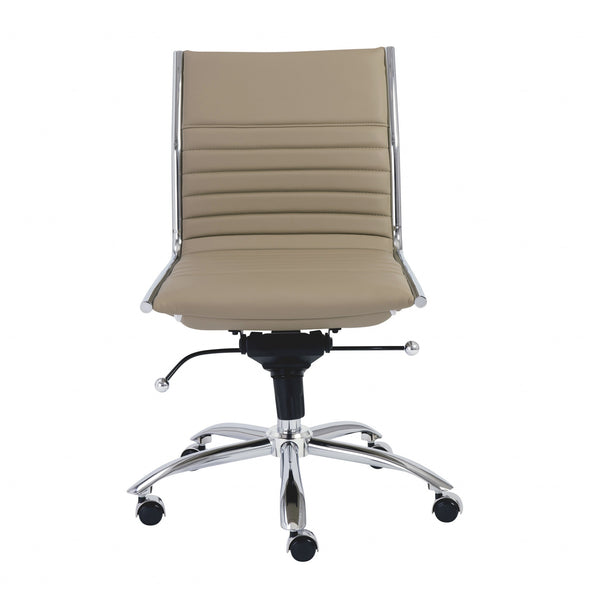 Homeroots Taupe And Silver Adjustable Swivel Faux Leather Rolling Conference Office Chair  Faux Leather 370528