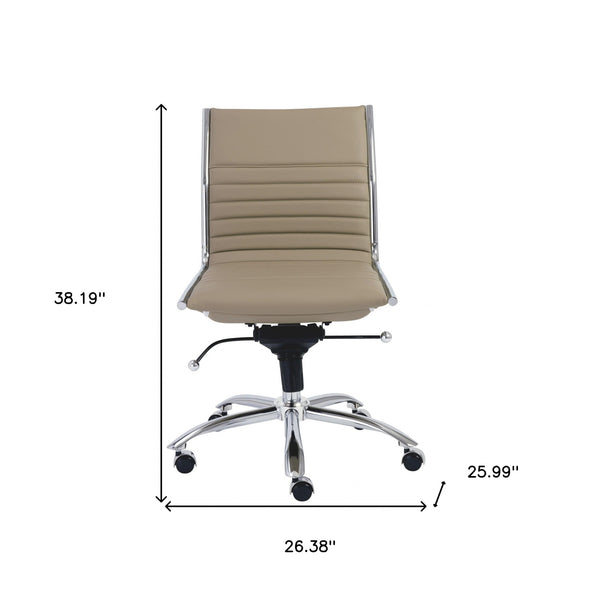 Homeroots Taupe And Silver Adjustable Swivel Faux Leather Rolling Conference Office Chair  Faux Leather 370528