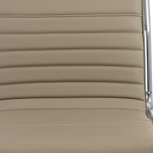 Homeroots Taupe And Silver Adjustable Swivel Faux Leather Rolling Conference Office Chair  Faux Leather 370528