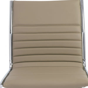 Homeroots Taupe And Silver Adjustable Swivel Faux Leather Rolling Conference Office Chair  Faux Leather 370528