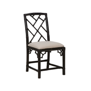 Chelsea House Chippendale Bamboo Chair Cracked Pepper — Chippendale Rattan Side Chair With Lattice Back, Compact Elegant Seating 370529