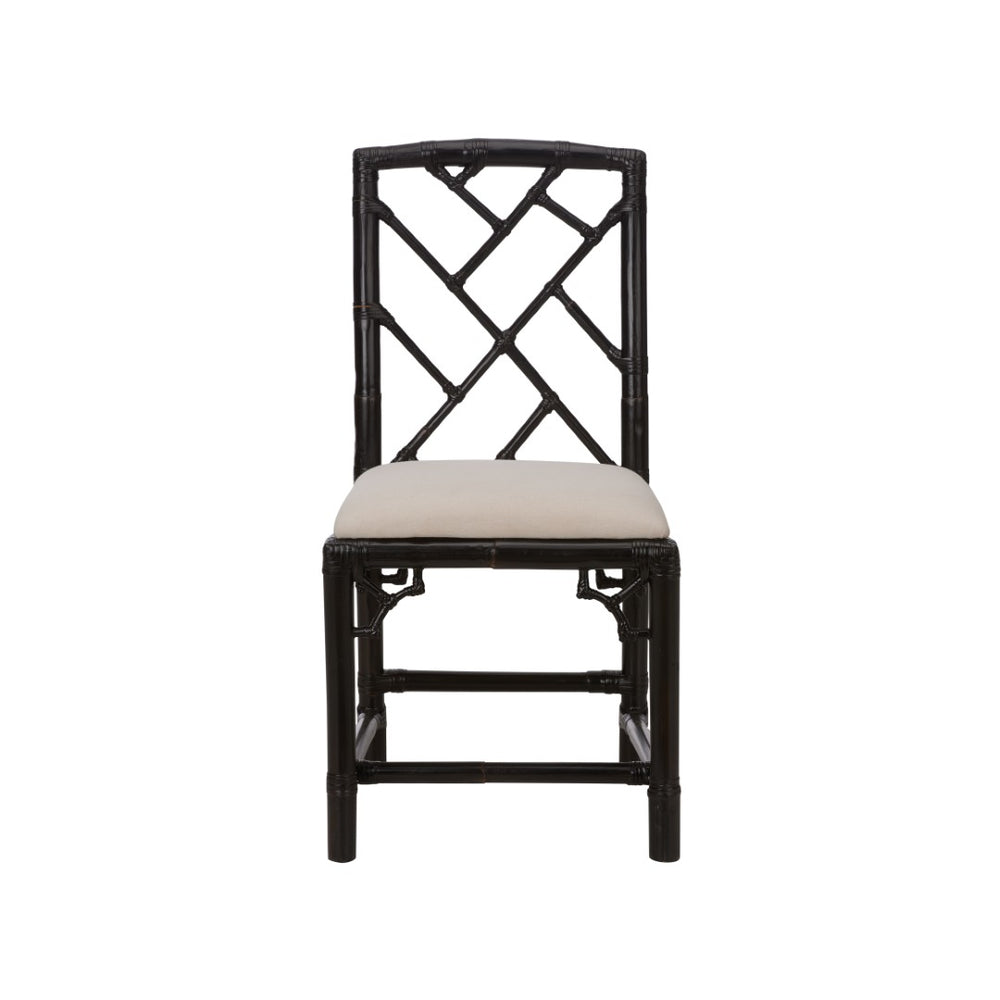 Chelsea House Chippendale Bamboo Chair Cracked Pepper — Chippendale Rattan Side Chair With Lattice Back, Compact Elegant Seating 370529