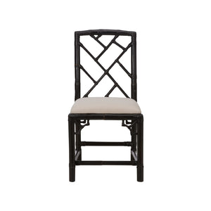Chelsea House Chippendale Bamboo Chair Cracked Pepper — Chippendale Rattan Side Chair With Lattice Back, Compact Elegant Seating 370529