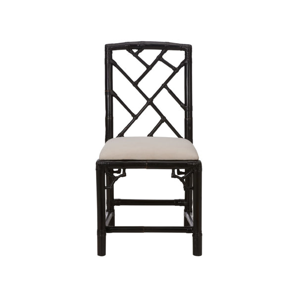 Chelsea House Chippendale Bamboo Chair Cracked Pepper — Chippendale Rattan Side Chair With Lattice Back, Compact Elegant Seating 370529