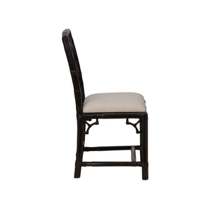 Chelsea House Chippendale Bamboo Chair Cracked Pepper — Chippendale Rattan Side Chair With Lattice Back, Compact Elegant Seating 370529