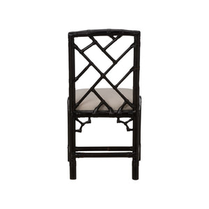 Chelsea House Chippendale Bamboo Chair Cracked Pepper — Chippendale Rattan Side Chair With Lattice Back, Compact Elegant Seating 370529