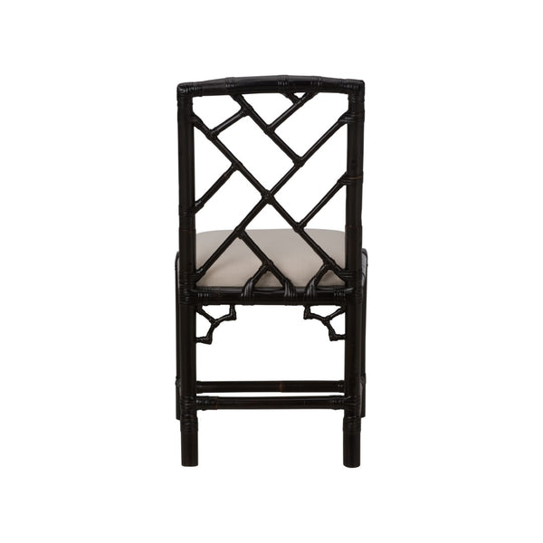 Chelsea House Chippendale Bamboo Chair Cracked Pepper — Chippendale Rattan Side Chair With Lattice Back, Compact Elegant Seating 370529