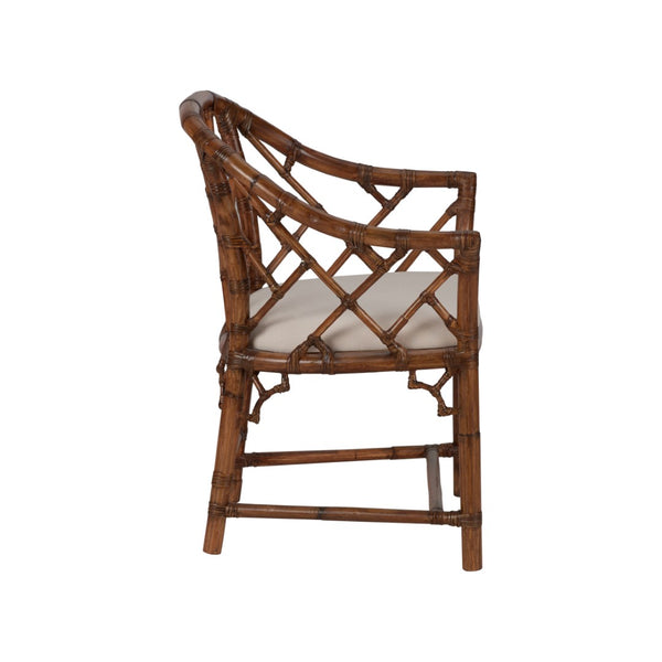 Chelsea House Chippendale Bamboo Arm Chair With Intricate Latticework, Durable Rattan Frame, Brown Finish — Versatile Accent Seating (34"H X 31"W X 22"D) 370530