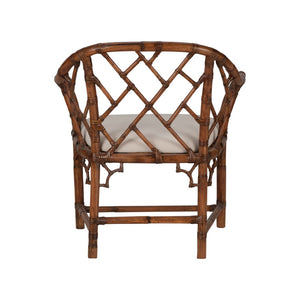 Chelsea House Chippendale Bamboo Arm Chair With Intricate Latticework, Durable Rattan Frame, Brown Finish — Versatile Accent Seating (34"H X 31"W X 22"D) 370530