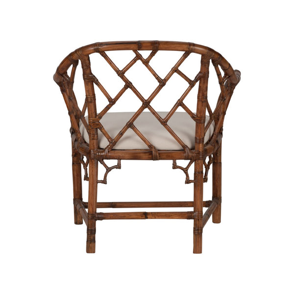 Chelsea House Chippendale Bamboo Arm Chair With Intricate Latticework, Durable Rattan Frame, Brown Finish — Versatile Accent Seating (34"H X 31"W X 22"D) 370530