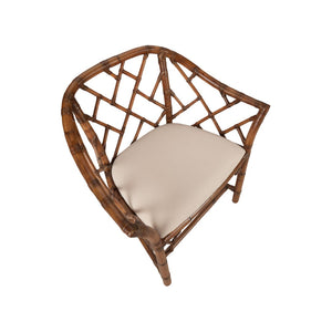 Chelsea House Chippendale Bamboo Arm Chair With Intricate Latticework, Durable Rattan Frame, Brown Finish — Versatile Accent Seating (34"H X 31"W X 22"D) 370530
