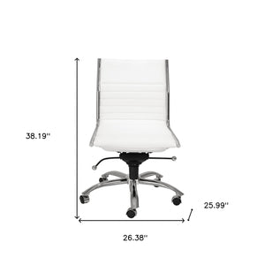 Homeroots White And Silver Adjustable Swivel Faux Leather Rolling Conference Office Chair  Faux Leather 370530
