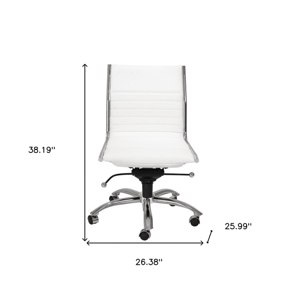 Homeroots White And Silver Adjustable Swivel Faux Leather Rolling Conference Office Chair  Faux Leather 370530