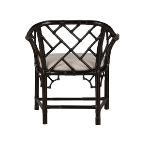 Chelsea House Chippendale Bamboo Arm Chair With Cracked Pepper Finish — Classic Lattice Rattan Accent Seat, Durable Elegance 370531
