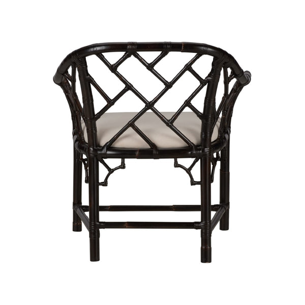 Chelsea House Chippendale Bamboo Arm Chair With Cracked Pepper Finish — Classic Lattice Rattan Accent Seat, Durable Elegance 370531