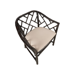 Chelsea House Chippendale Bamboo Arm Chair With Cracked Pepper Finish — Classic Lattice Rattan Accent Seat, Durable Elegance 370531