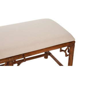 Chelsea House Chippendale Bamboo Bench With Chippendale Latticework — 70" Brown Rattan Seating, Durable Elegance 370532