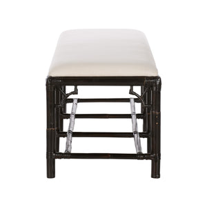 Chelsea House Chippendale Bamboo Bench With Cracked Pepper Finish — Classic Latticework, Lightweight Rattan Seating For Entryway (70" W) 370533