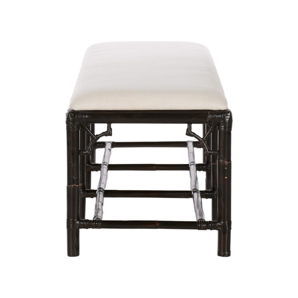 Chelsea House Chippendale Bamboo Bench With Cracked Pepper Finish — Classic Latticework, Lightweight Rattan Seating For Entryway (70" W) 370533