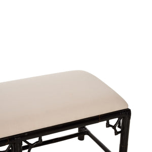 Chelsea House Chippendale Bamboo Bench With Cracked Pepper Finish — Classic Latticework, Lightweight Rattan Seating For Entryway (70" W) 370533