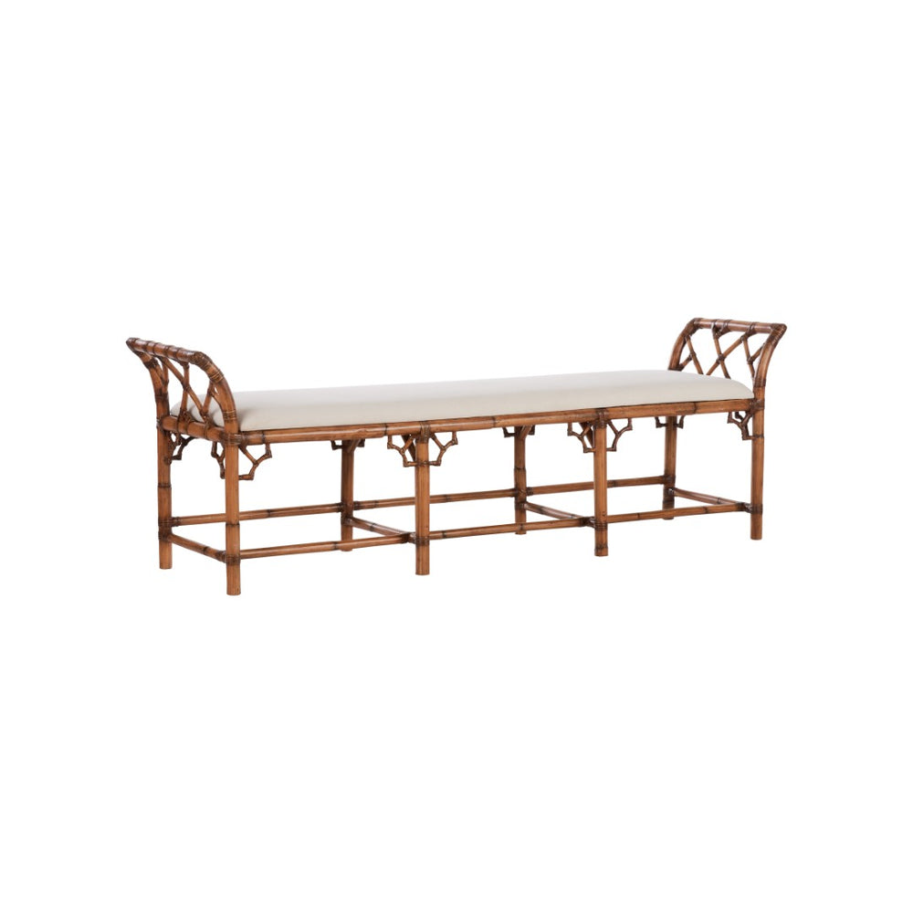 Chelsea House Chippendale Bamboo Regency Bench With Intricate Latticework, Rattan Finish, 78" Seating For 2-3 370534