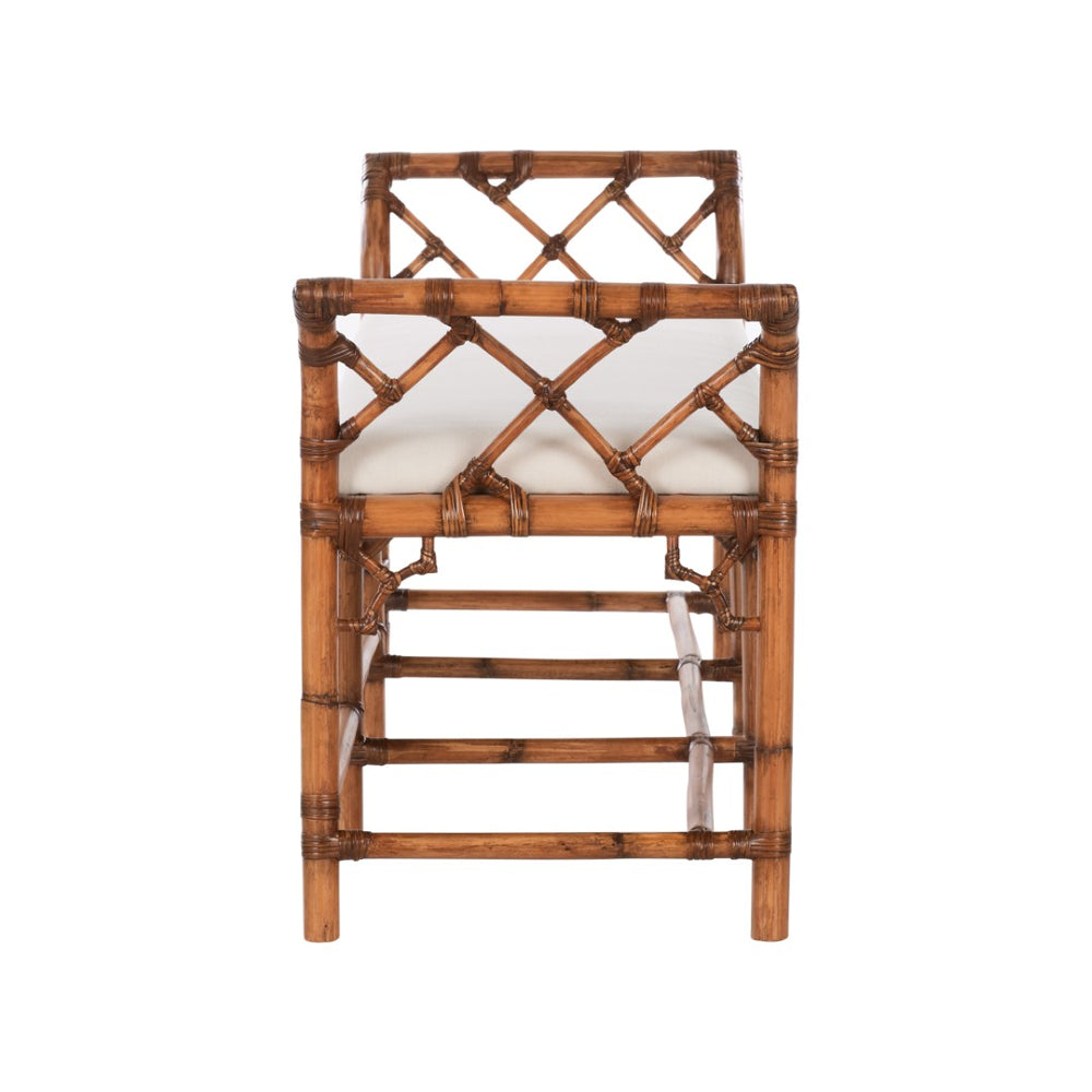 Chelsea House Chippendale Bamboo Regency Bench With Intricate Latticework, Rattan Finish, 78" Seating For 2-3 370534