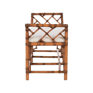 Chelsea House Chippendale Bamboo Regency Bench With Intricate Latticework, Rattan Finish, 78" Seating For 2-3 370534