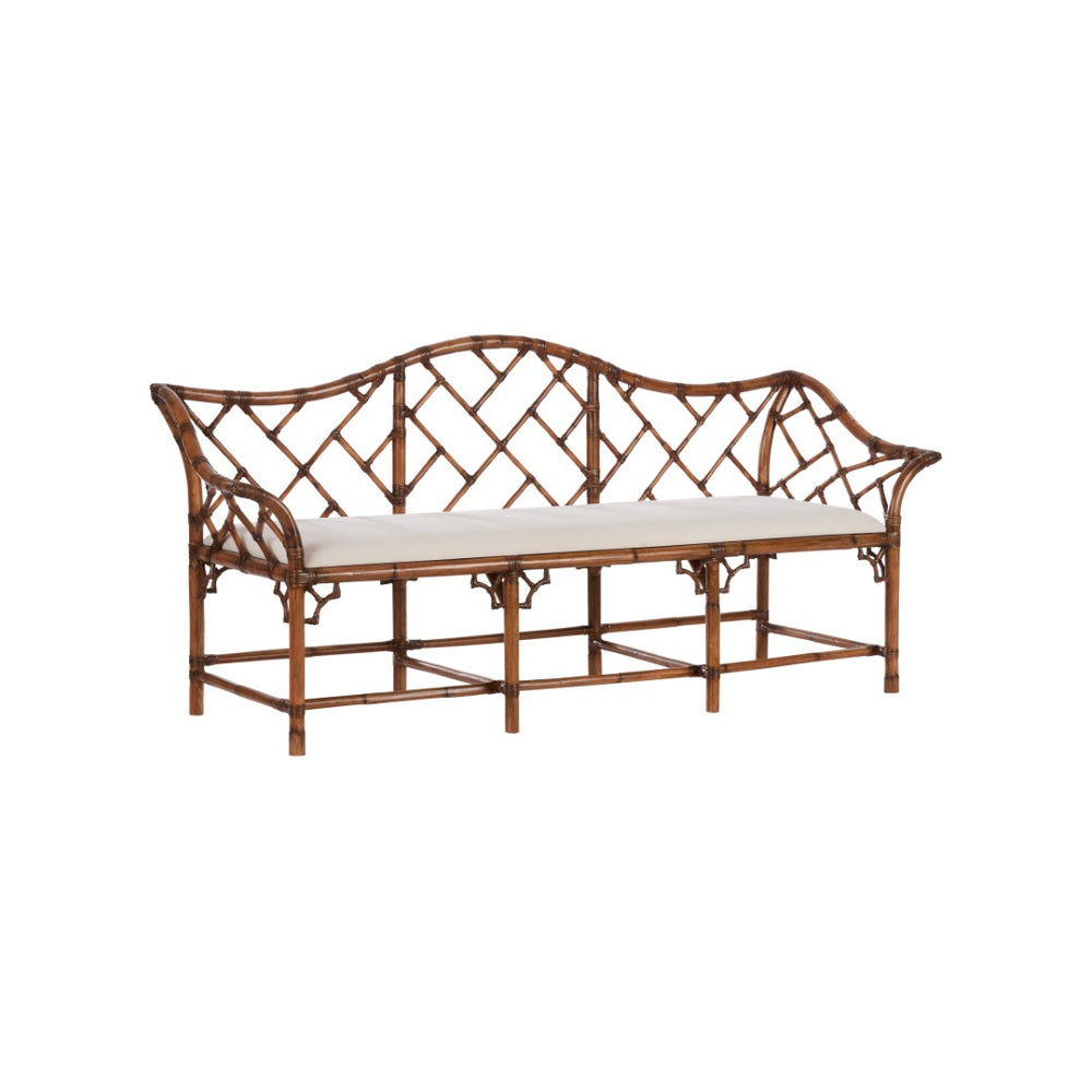 Chelsea House Chippendale Bamboo Settee Brown — Hand-Finished Rattan Lattice, Durable Joinery, Coastal-Tropical Flair 370536