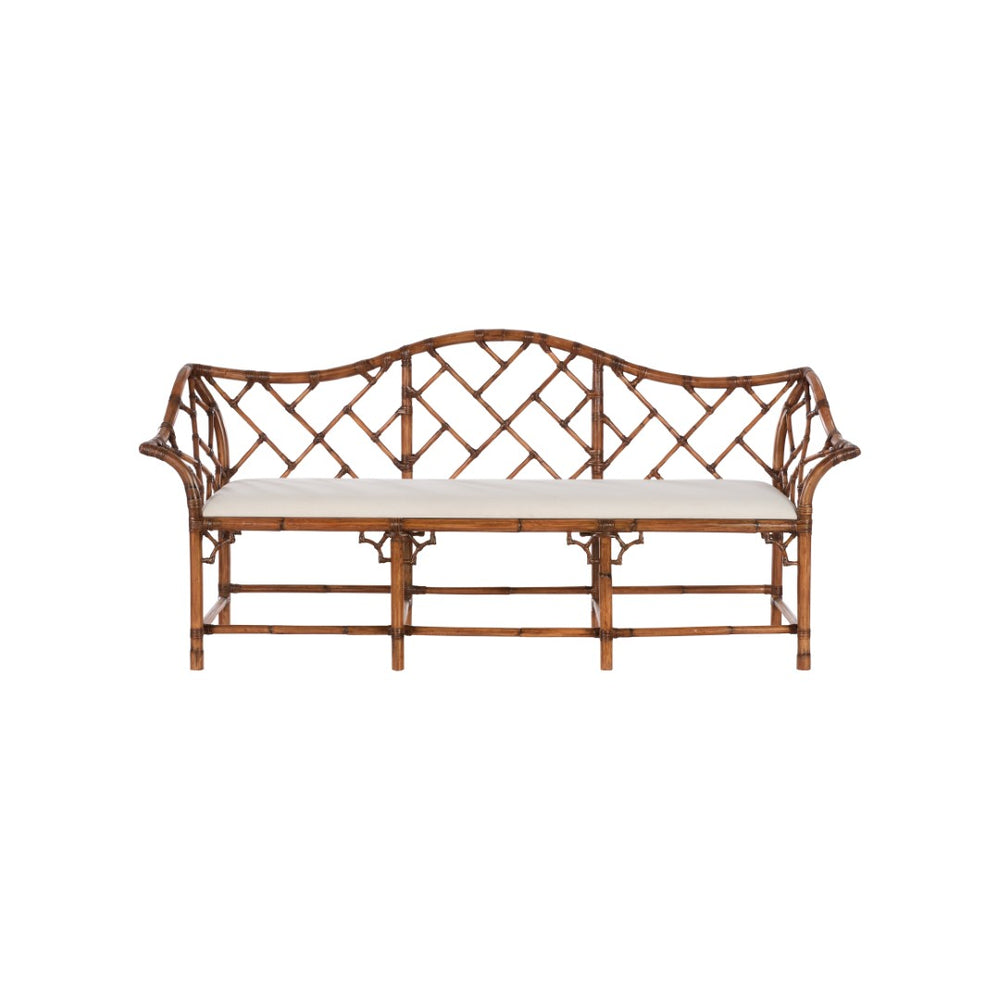 Chelsea House Chippendale Bamboo Settee Brown — Hand-Finished Rattan Lattice, Durable Joinery, Coastal-Tropical Flair 370536