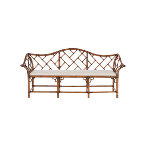 Chelsea House Chippendale Bamboo Settee Brown — Hand-Finished Rattan Lattice, Durable Joinery, Coastal-Tropical Flair 370536