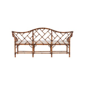 Chelsea House Chippendale Bamboo Settee Brown — Hand-Finished Rattan Lattice, Durable Joinery, Coastal-Tropical Flair 370536
