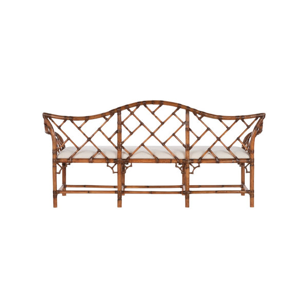 Chelsea House Chippendale Bamboo Settee Brown — Hand-Finished Rattan Lattice, Durable Joinery, Coastal-Tropical Flair 370536